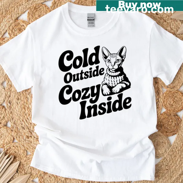 Whimsical Sphynx cat graphic on a T-shirt for cat lovers