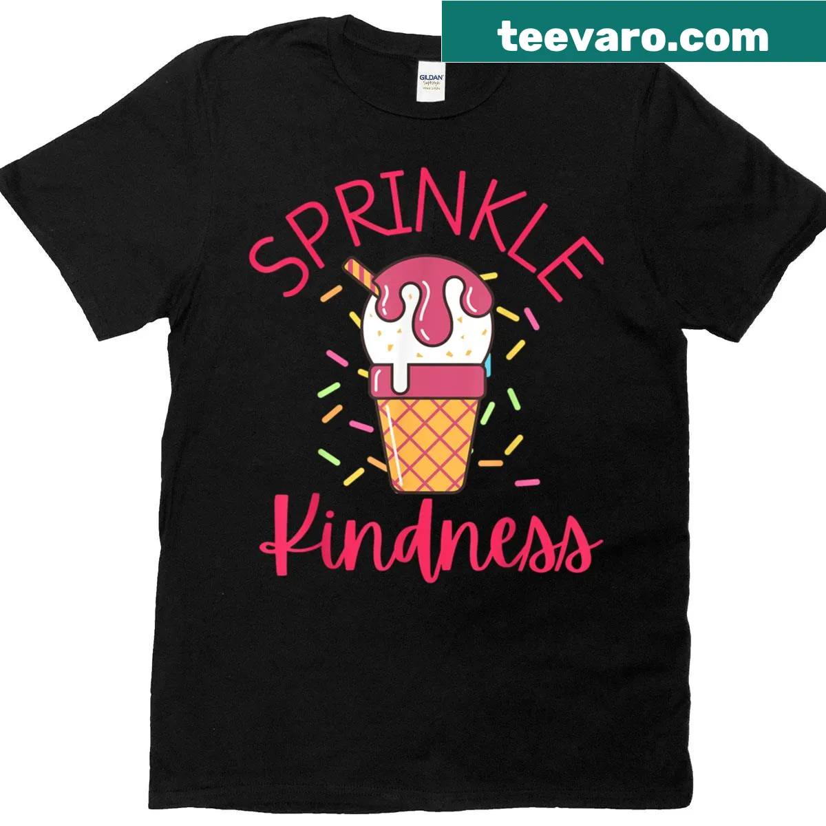 Funny 'Sprinkle Kindness' typography design on a T-shirt — on a men's t-shirt