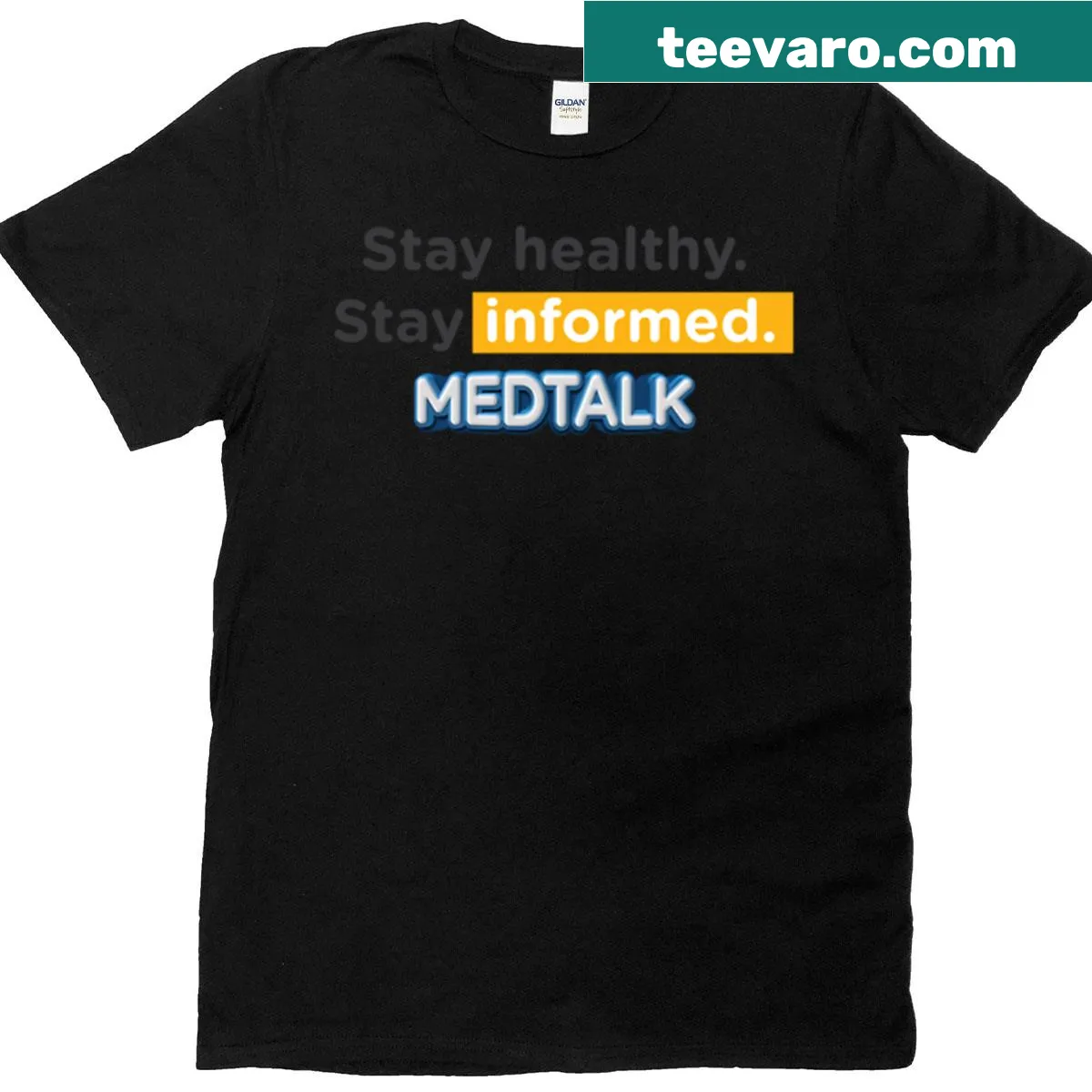 Spanish T-shirt with the phrase Stay Healthy Stay Informed — on a men's t-shirt