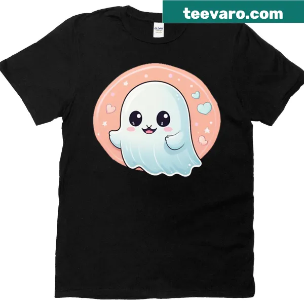 Kawaii ghost and candy design on a Halloween t-shirt
