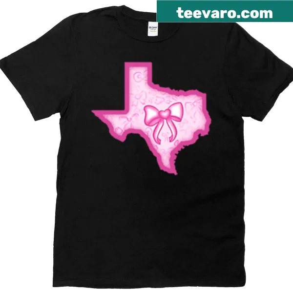 Texas state outline sticker design on a t-shirt