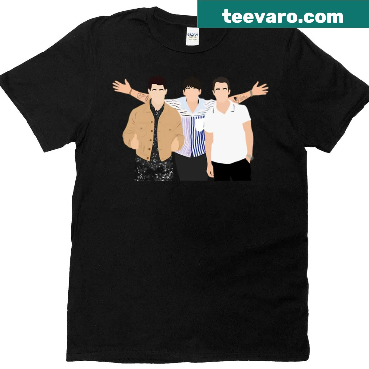 Vintage-style Jonas Brothers T-shirt with retro graphic — on a men's t-shirt