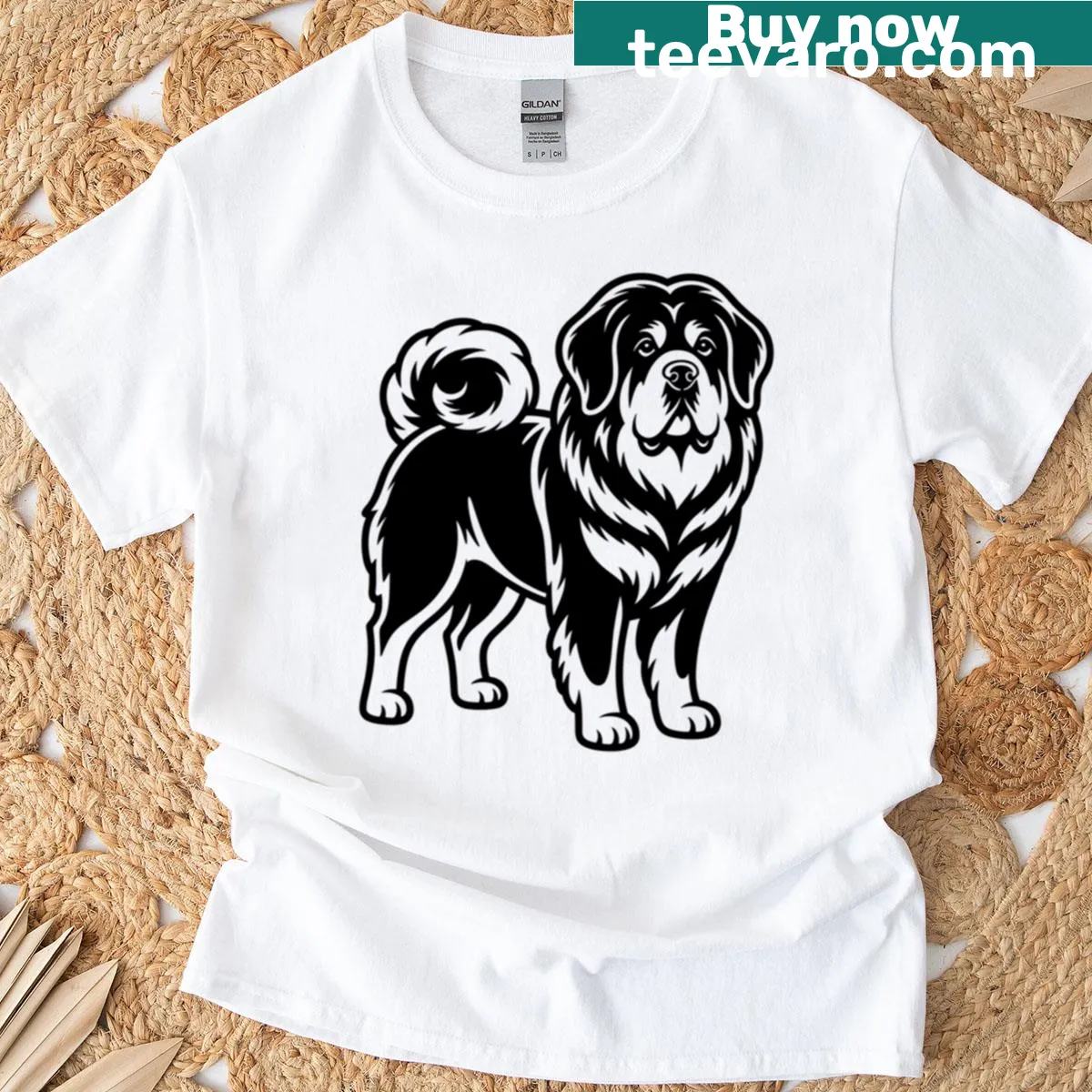 Illustration of a Tibetan Mastiff on a t-shirt — on a men's t-shirt