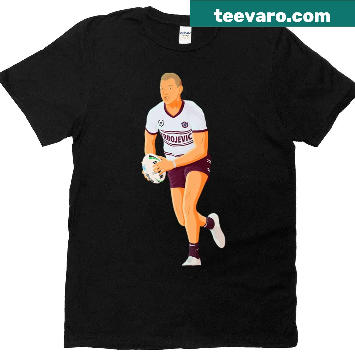 Illustration of Tom Trbojevic on a rugby T-shirt — on a men's t-shirt