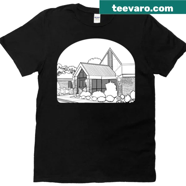 Illustration t-shirt featuring Trinity Church in Ames