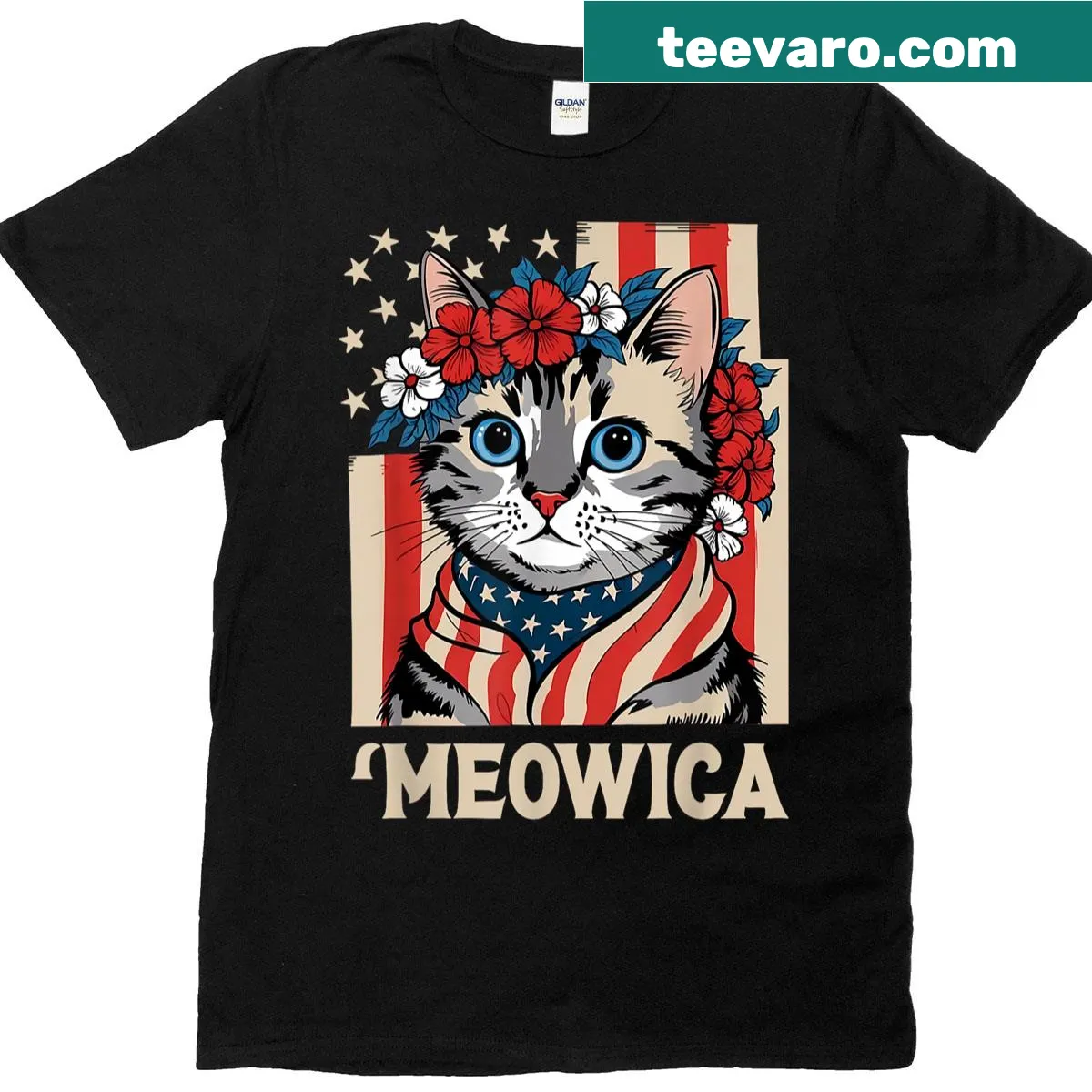 Humorous cat design for the 4th of July. — on a men's t-shirt