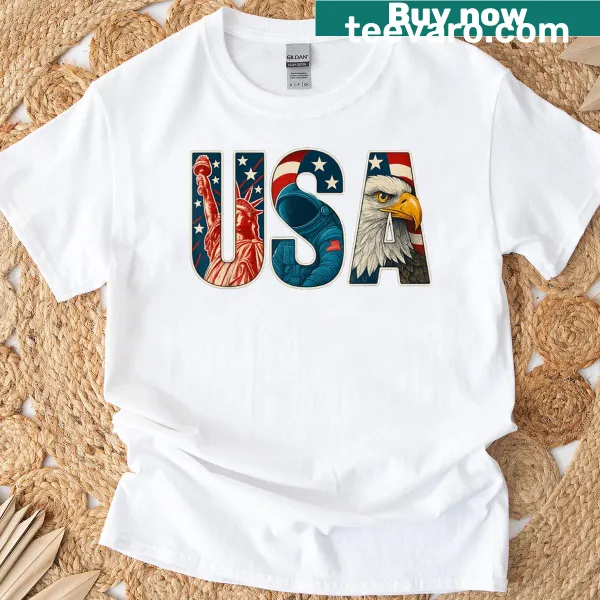 Artistic USA flag design on a T-shirt