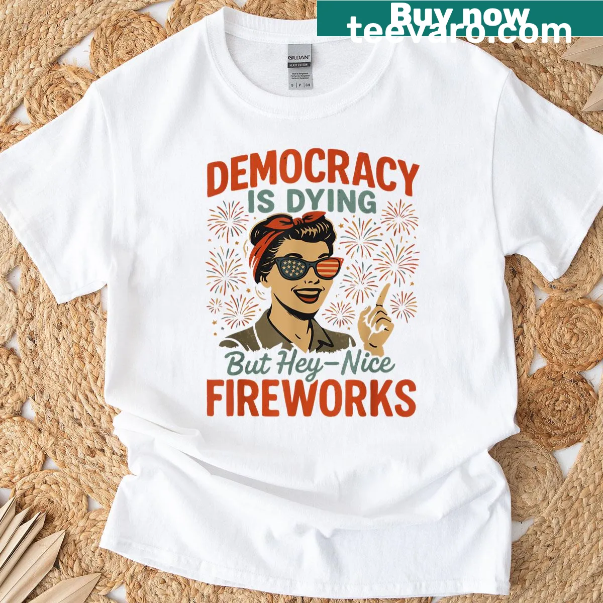 Graphic Women Girl T-shirt with playful typography — on a men's t-shirt