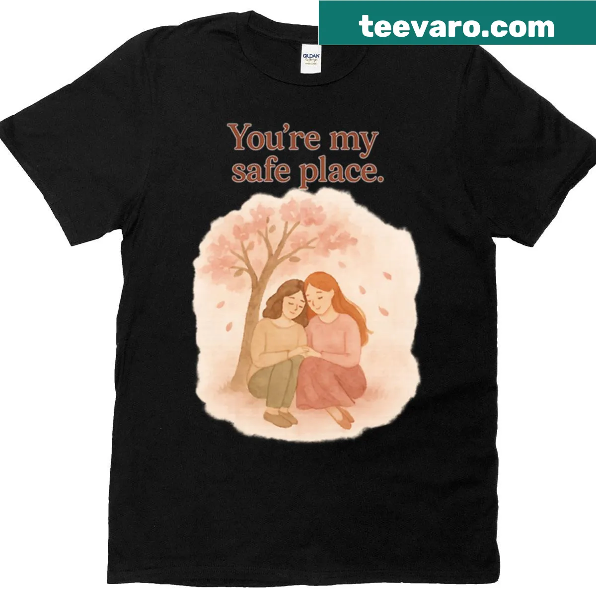 Cozy watercolor t-shirt with friendship illustration and text — on a men's t-shirt