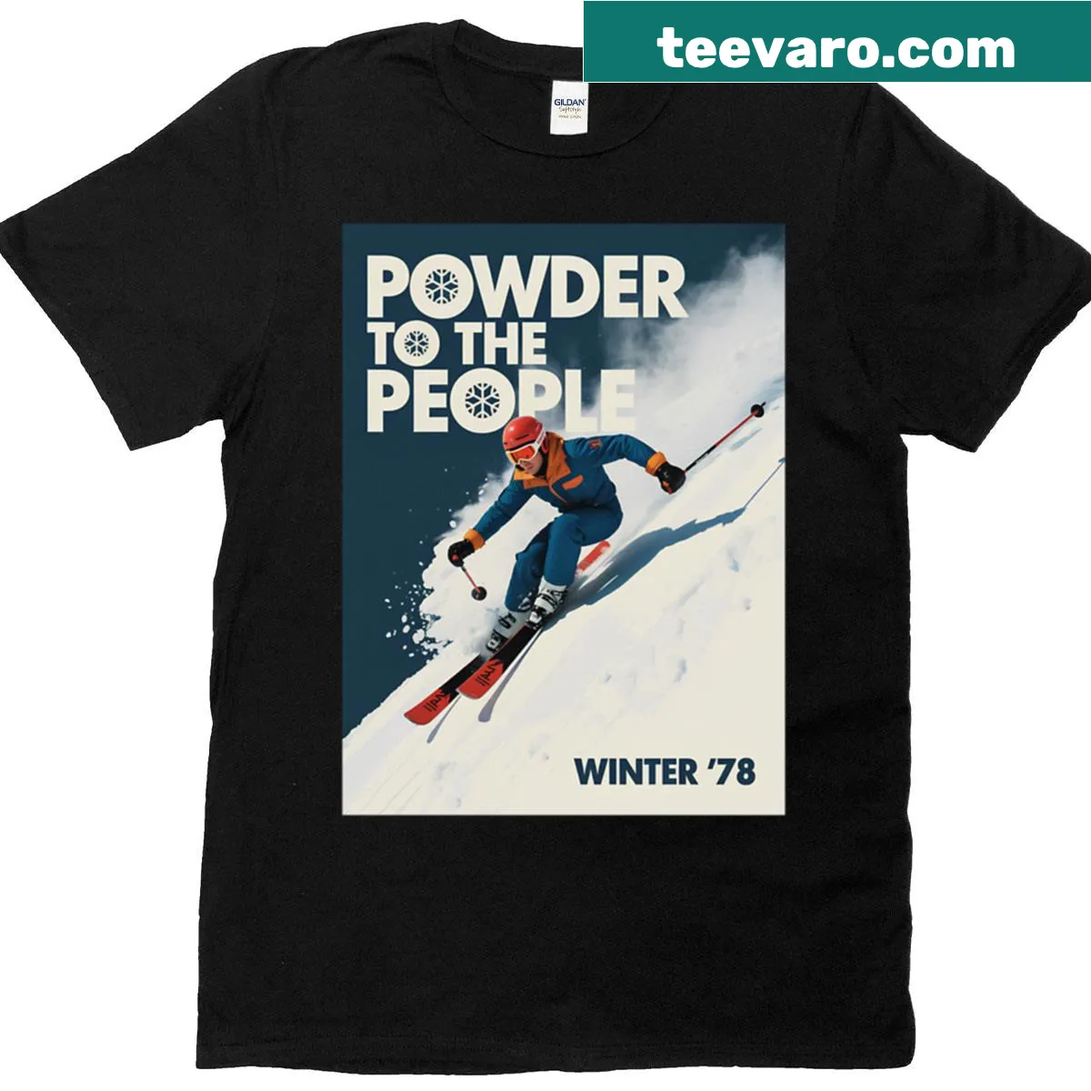 Vintage ski poster graphic on a T-shirt for winter lovers — on a men's t-shirt