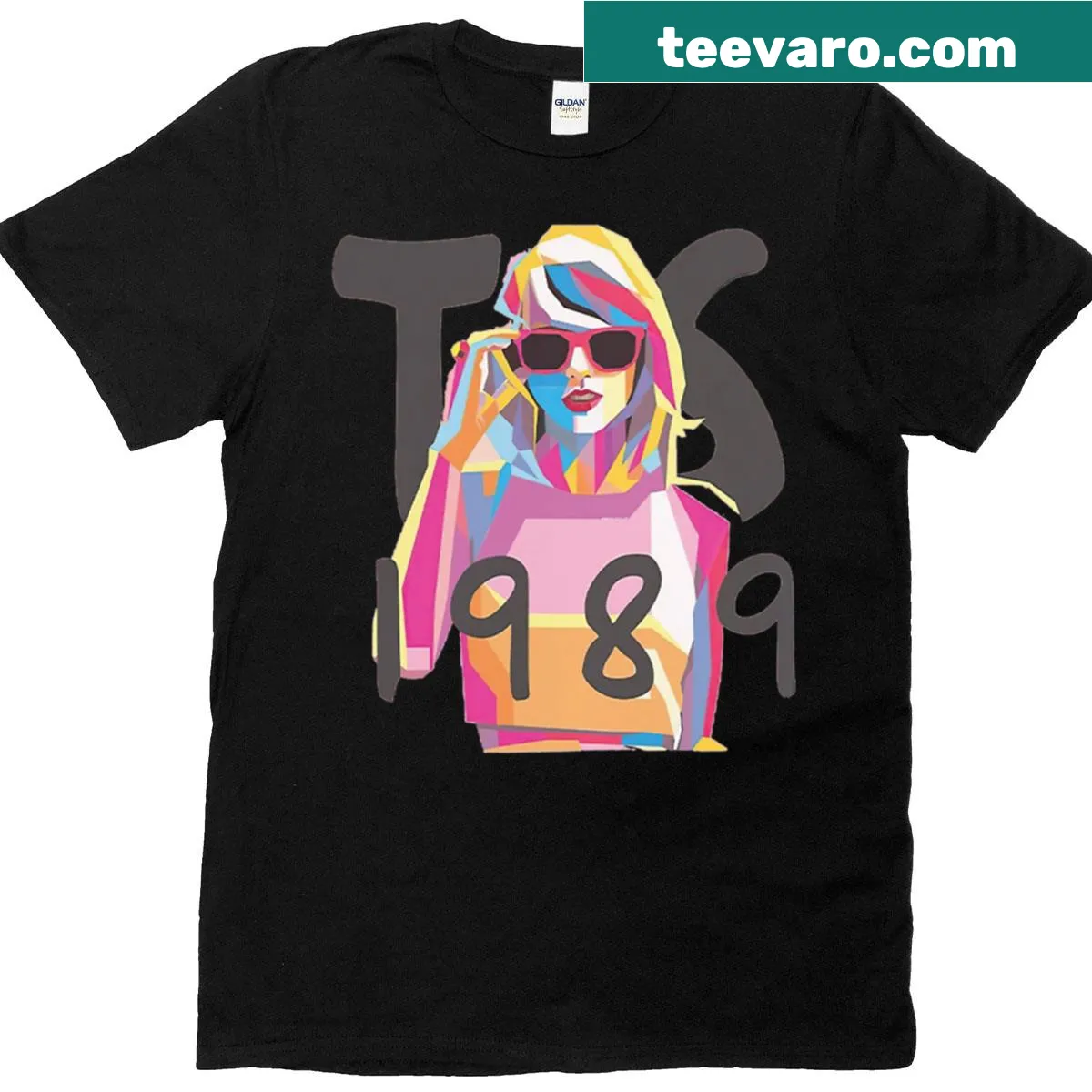 Colorful illustration inspired by 1980s pop culture — on a men's t-shirt