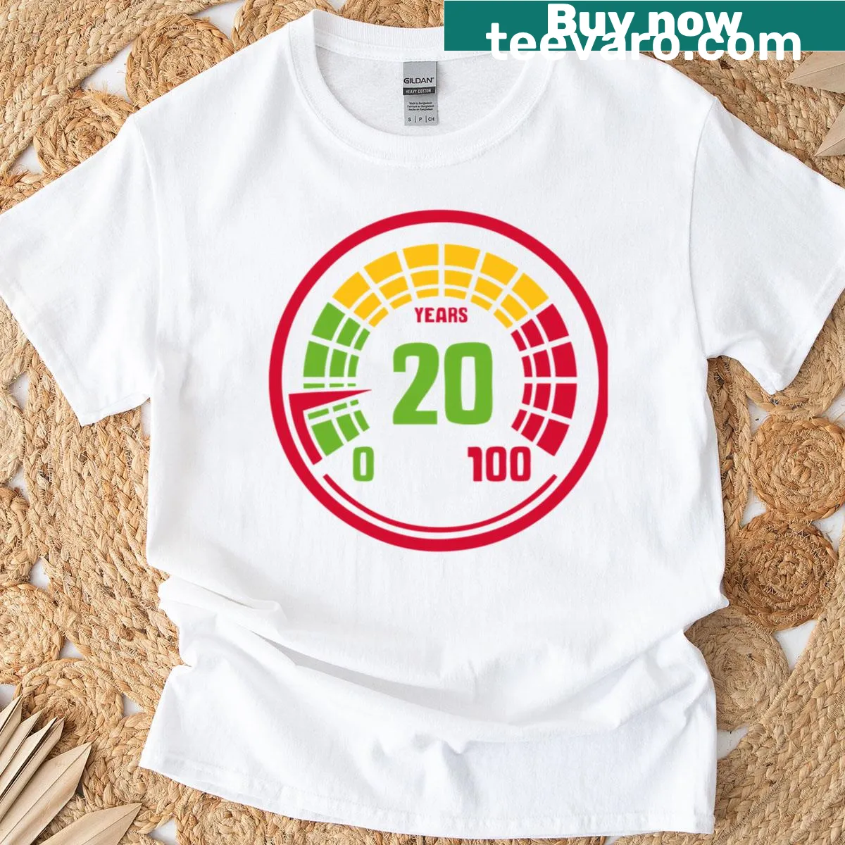 20 years old birthday counter graphic on a t-shirt — on a men's t-shirt
