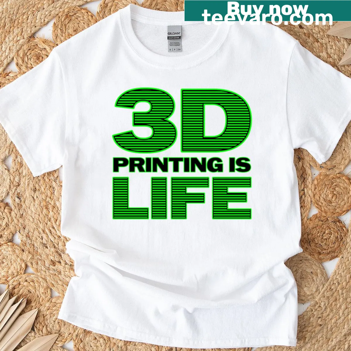 Text design saying 3D Printing Is Life on a t-shirt — on a men's t-shirt