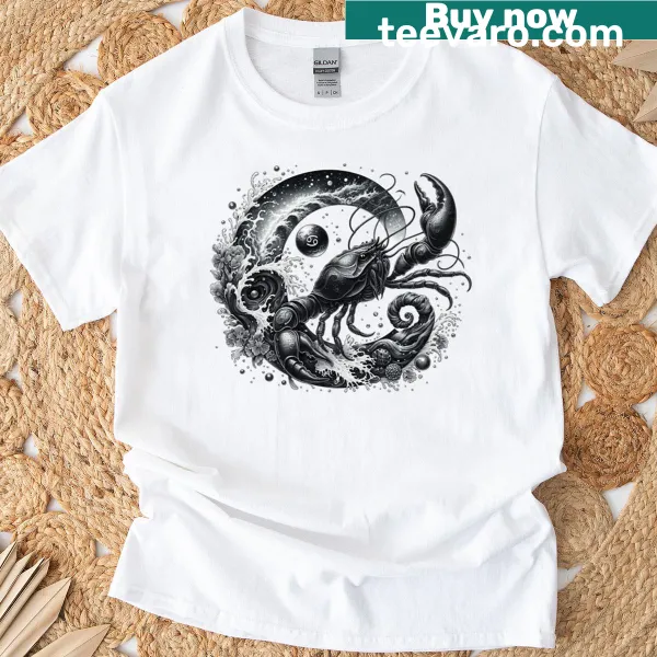 Cancer zodiac design on an oversized t-shirt