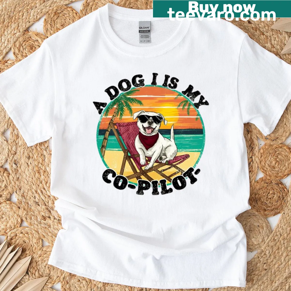 Typography design stating 'A Dog Is My Copilot' on a t-shirt — on a men's t-shirt