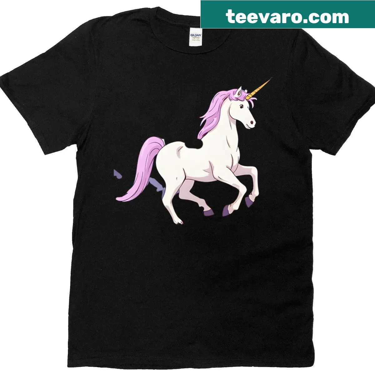 Illustration of a Shire horse combined with a unicorn on a t-shirt — on a men's t-shirt