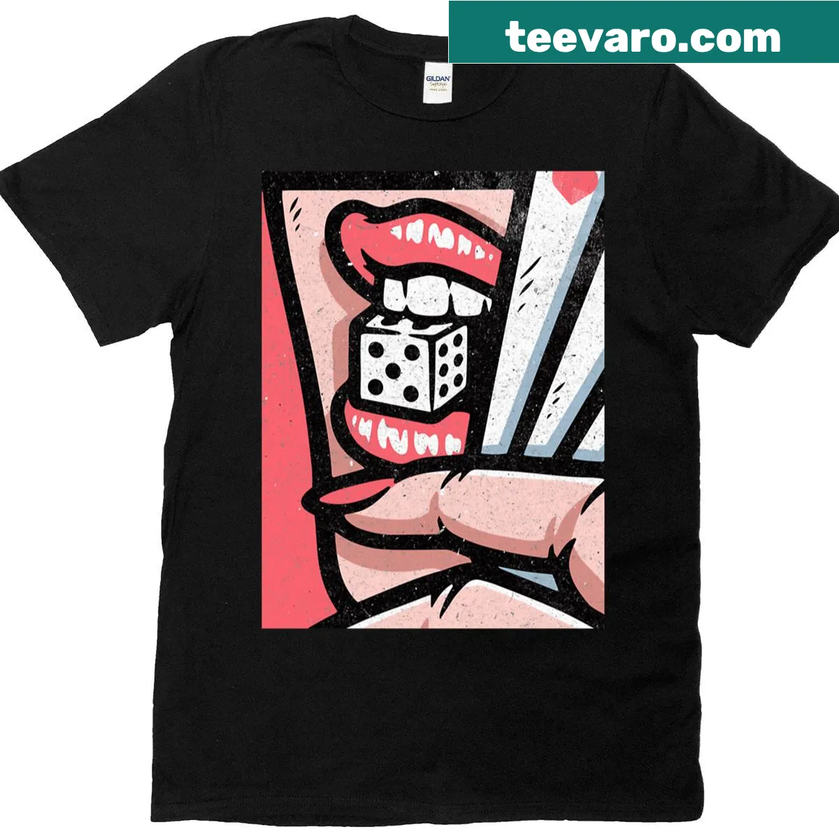 Humorous T-shirt with 'Lucky Devil' text — on a men's t-shirt