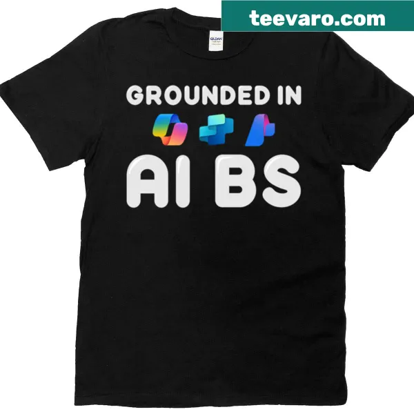 Minimalist typography design with 'AI BS' text on a t-shirt