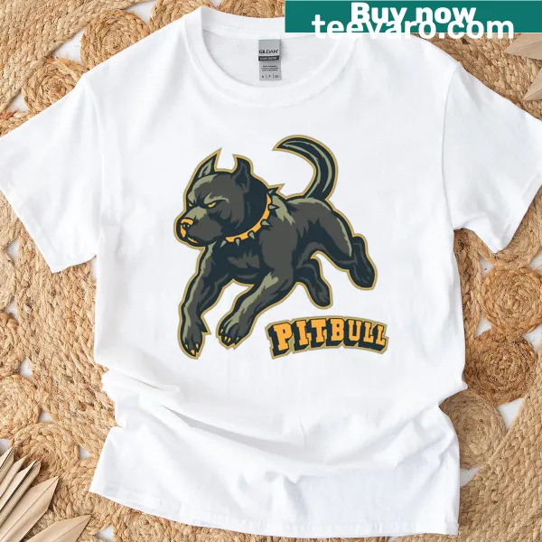 Dynamic illustration of a pitbull in motion on a T-shirt