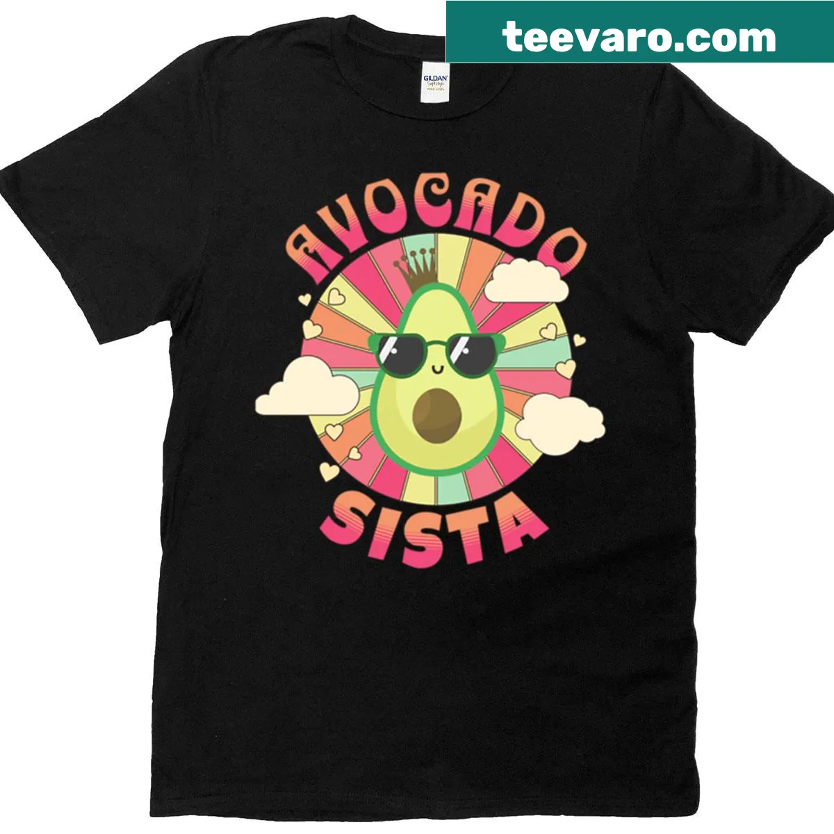 Funny avocado lover t-shirt with 'Avocado Sista' text — on a men's t-shirt