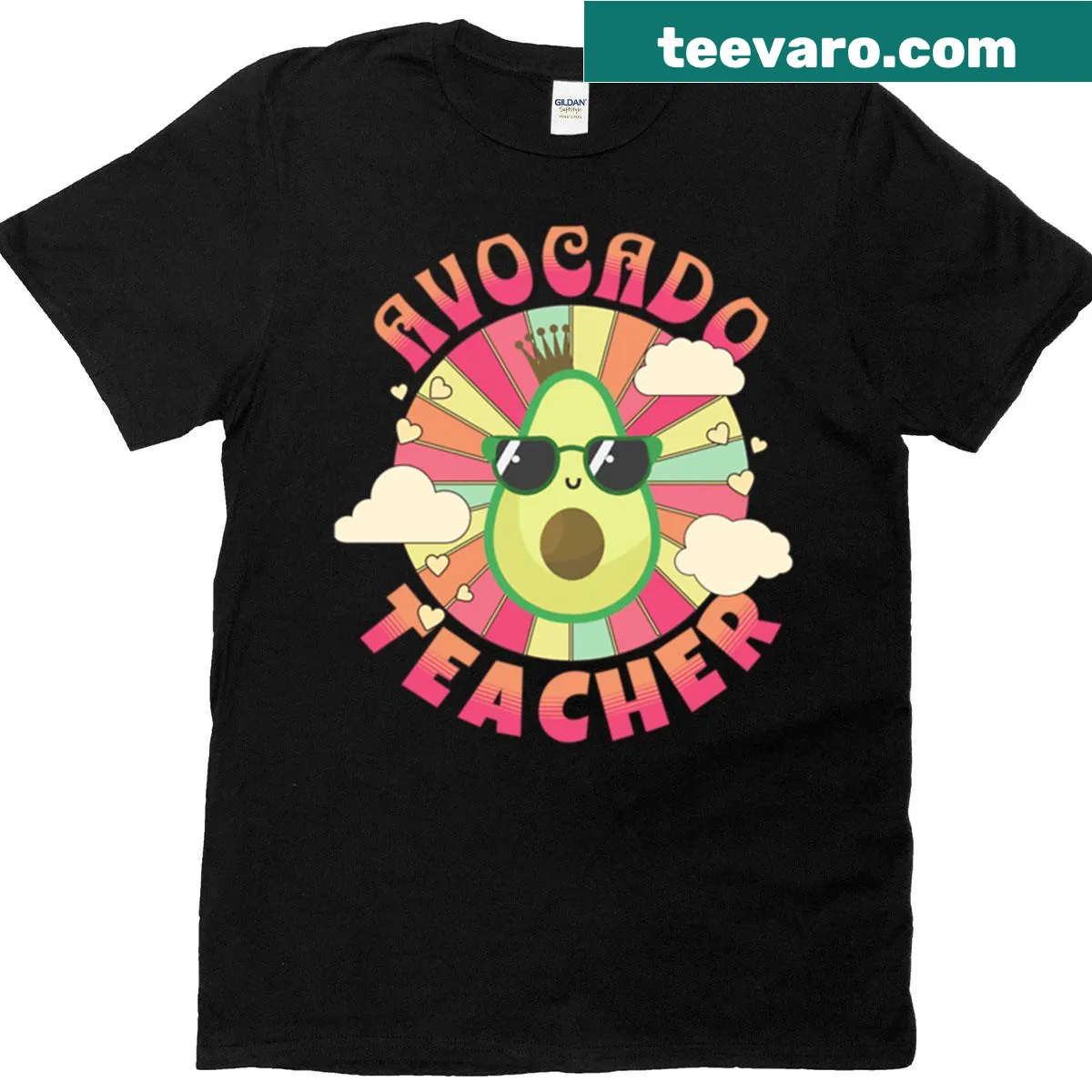 Funny avocado-themed teacher t-shirt with playful graphics — on a men's t-shirt