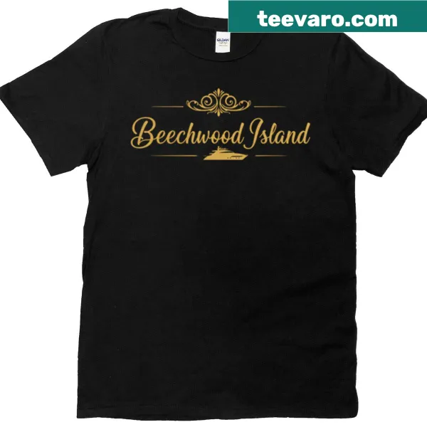 Illustrated Beechwood Island design on a nature-themed t-shirt