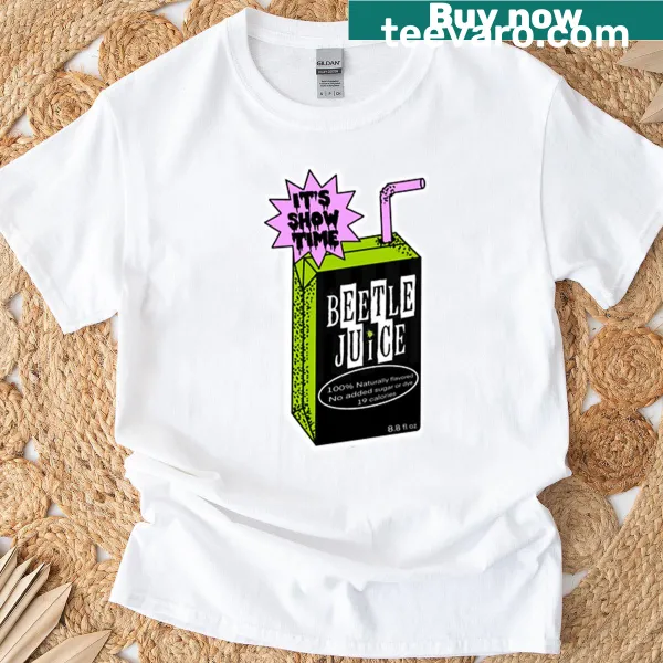 Fun illustration of a beetle enjoying a juice box on a t-shirt