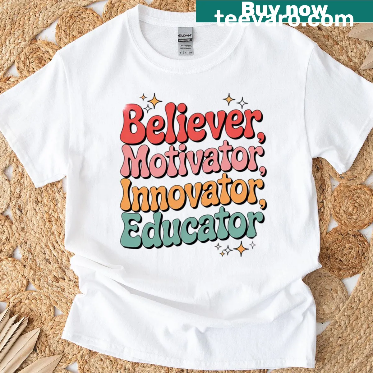 Inspirational teacher quote t-shirt with motivational words — on a men's t-shirt