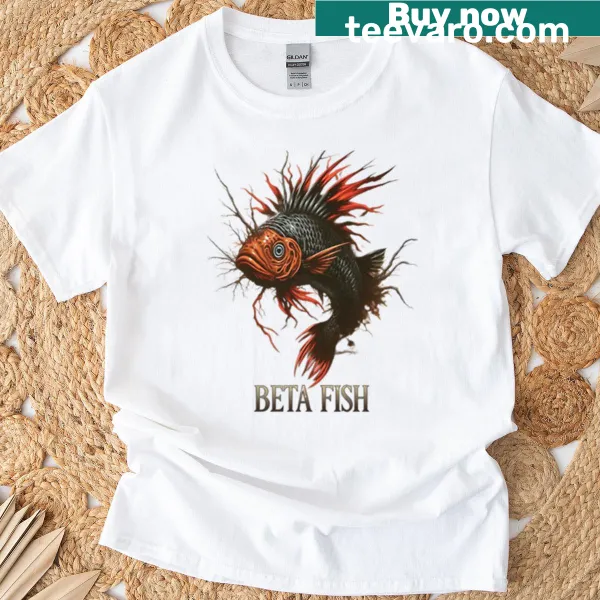 Illustration of a beta fish on a t-shirt celebrating aquatic life
