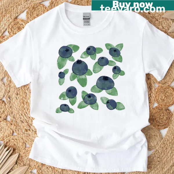 Charming T-shirt featuring a whimsical blueberry design