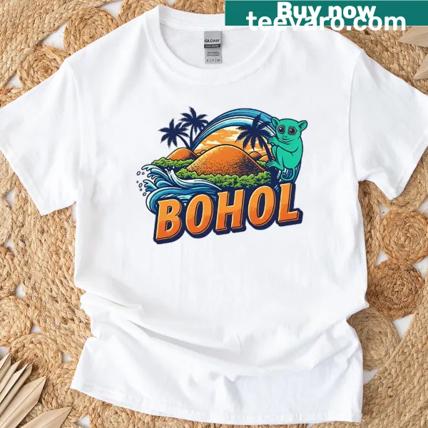 Illustrative Bohol T-shirt featuring tropical motifs