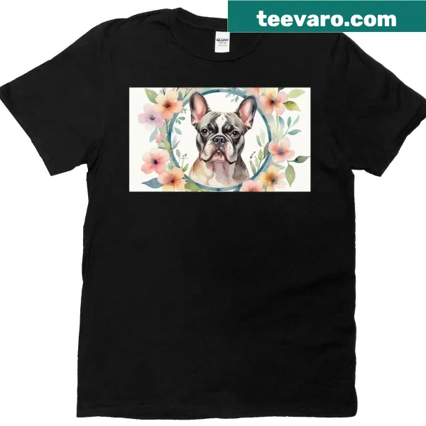 Cute illustration of a French Bulldog on a T-shirt