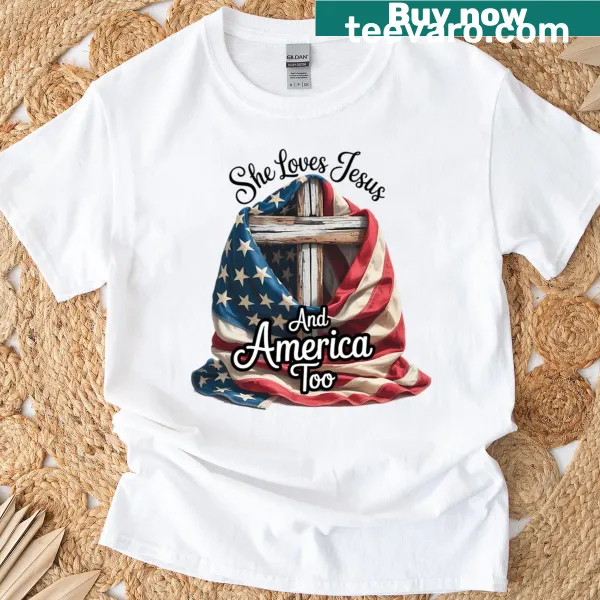 Christian design t-shirt expressing love for Jesus and America