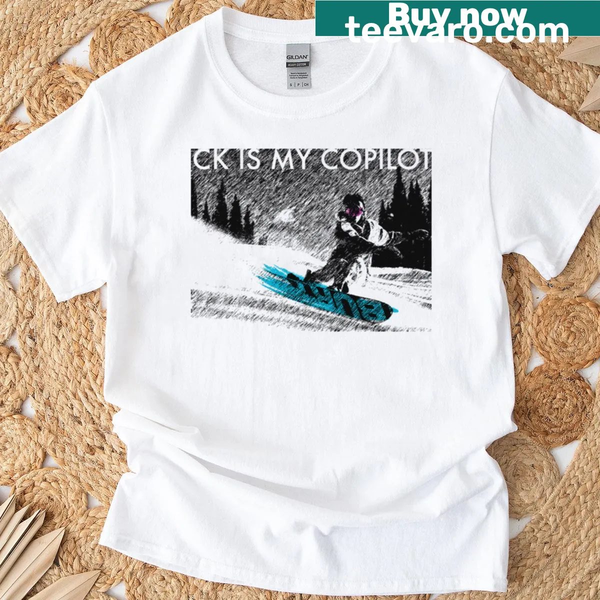 Vintage snowboard graphic featuring CK as copilot — on a men's t-shirt