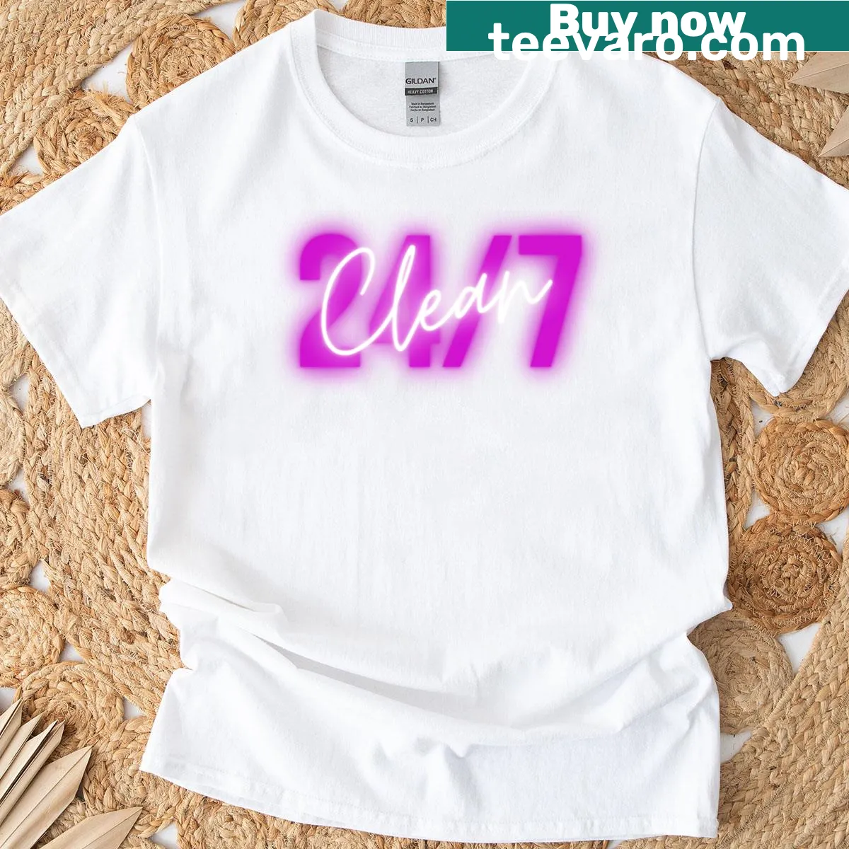 Typographic Clean 247 design on a T-shirt — on a men's t-shirt