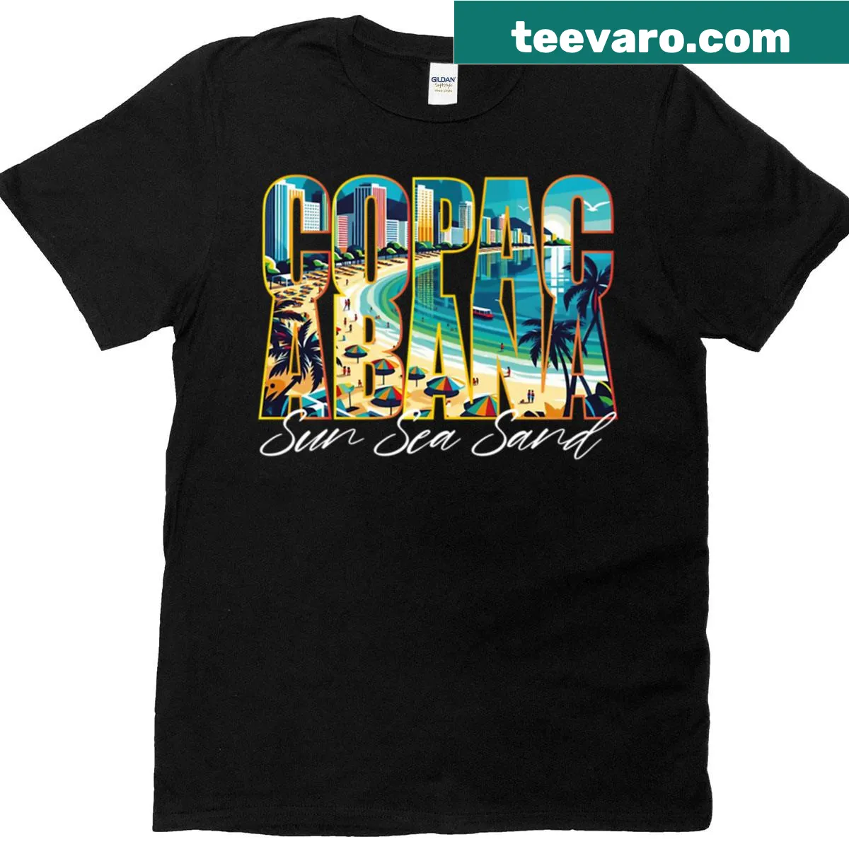 Graphic tee featuring summer vibes and beach travel theme — on a men's t-shirt
