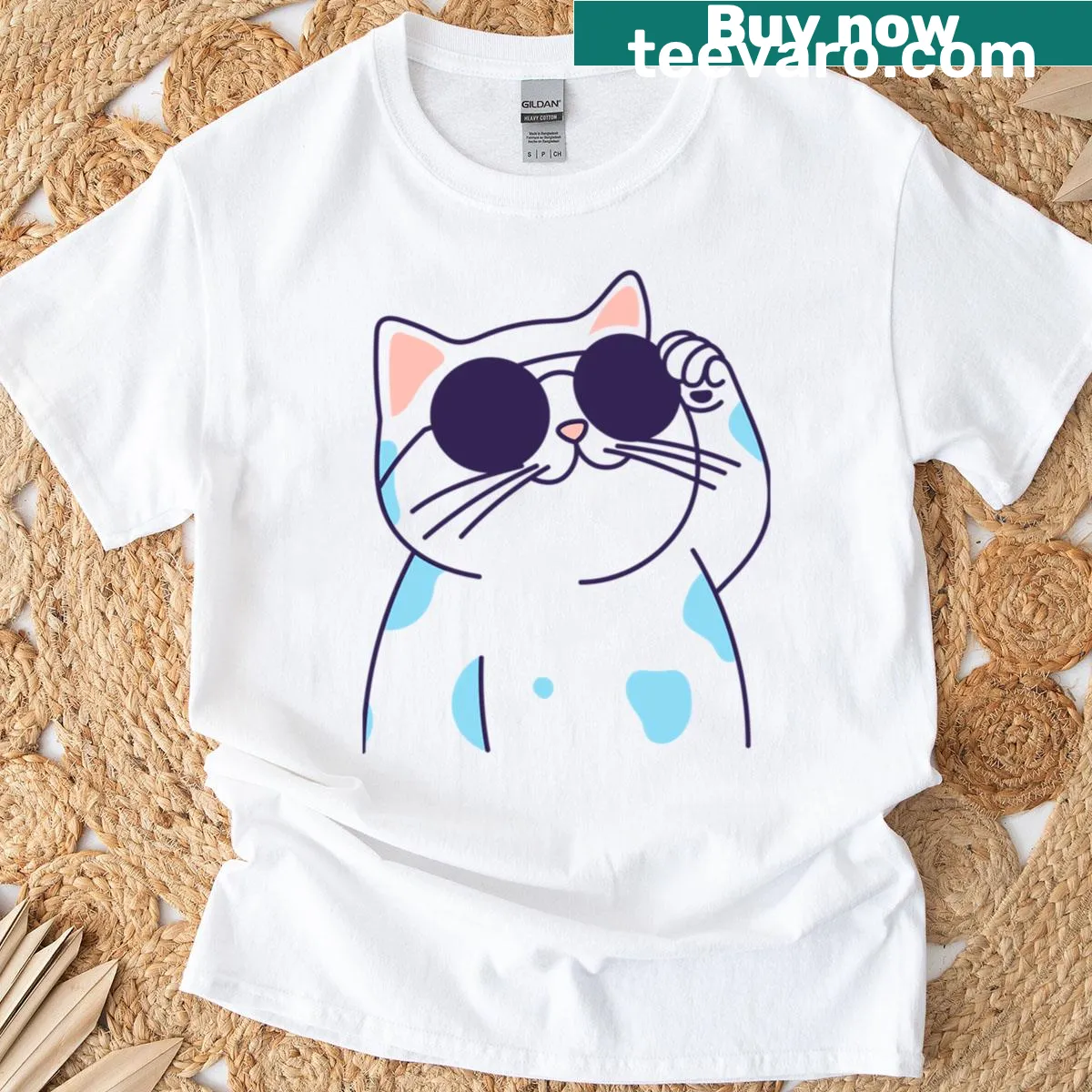 Playful typographic design with a cat as copilot on T-shirt — on a men's t-shirt
