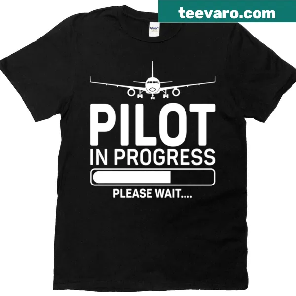 Inspirational t-shirt for aspiring pilots with the phrase 'Flight Pilot In Progress'