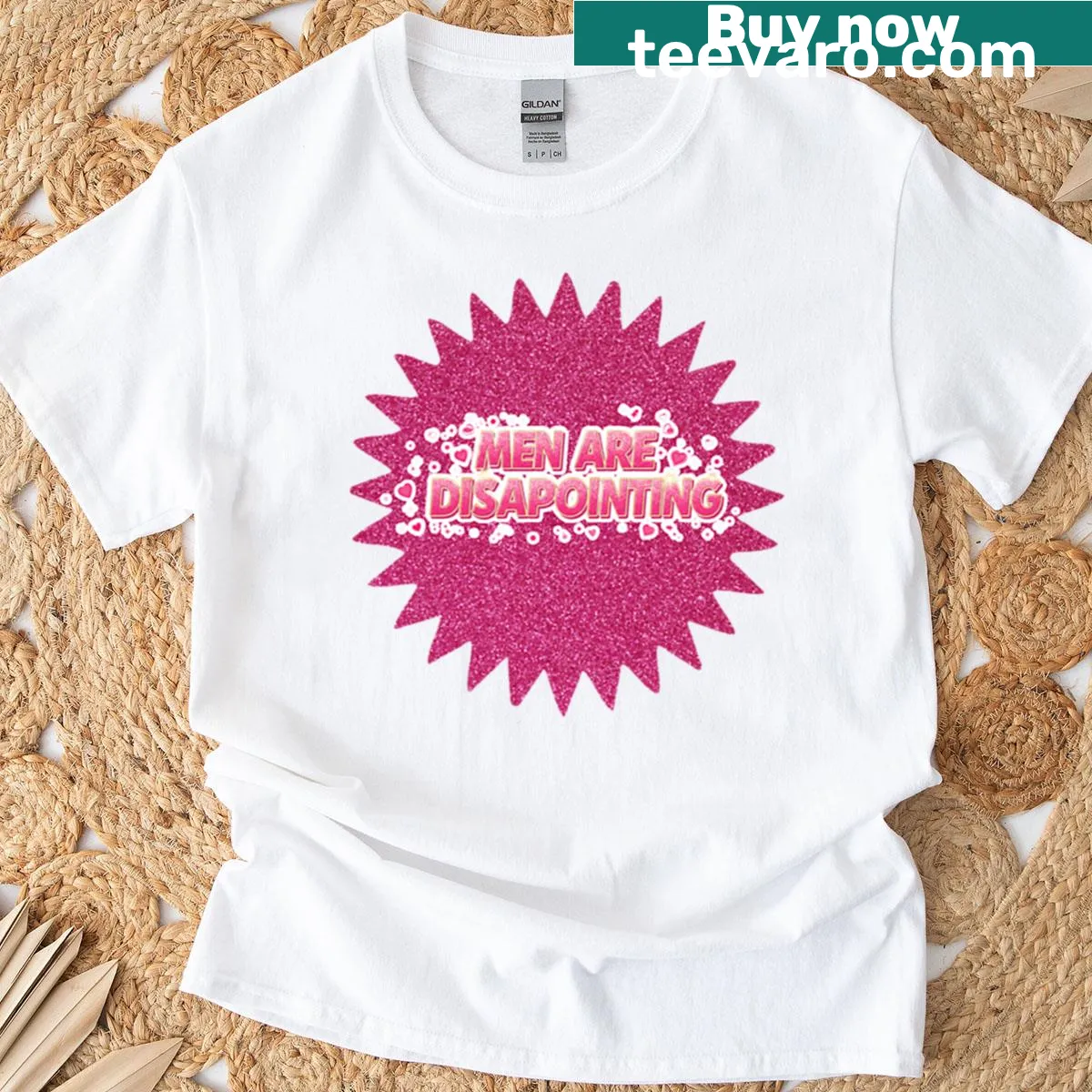 Typographic design saying 'Men Are Disappointing' on a T-shirt — on a men's t-shirt