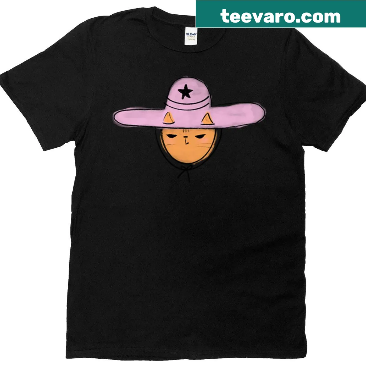 Cartoon cat dressed as a cowboy — on a men's t-shirt