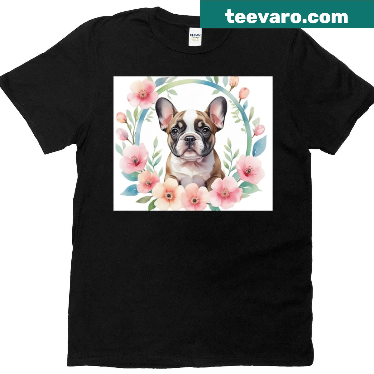 Illustration of a cute French Bulldog puppy — on a men's t-shirt