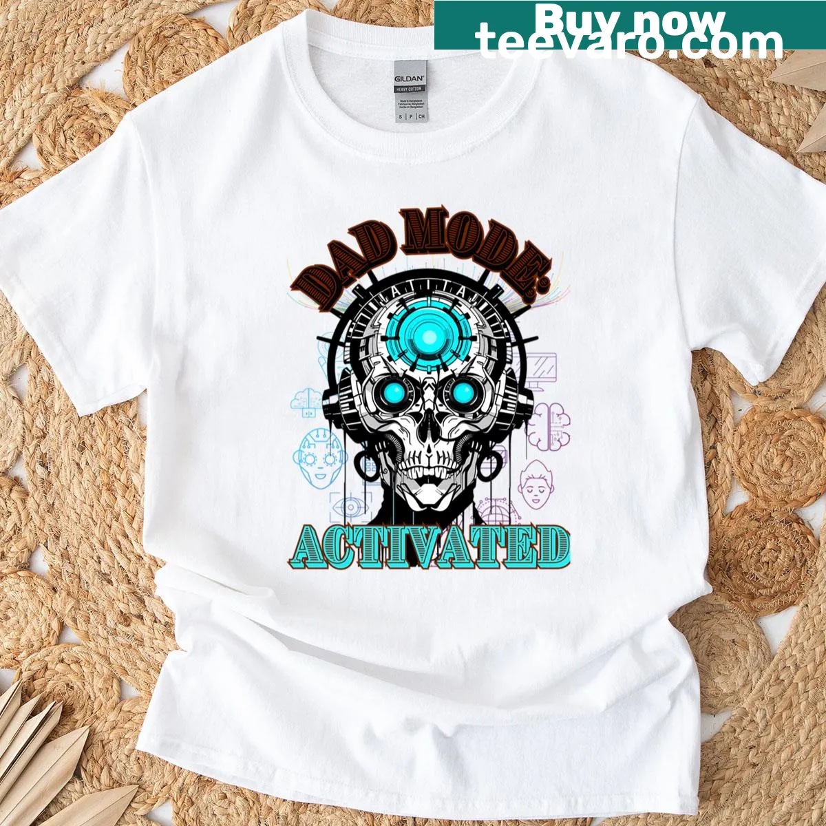 T-shirt with a humorous 'Dad Mode Activated' typography design — on a men's t-shirt