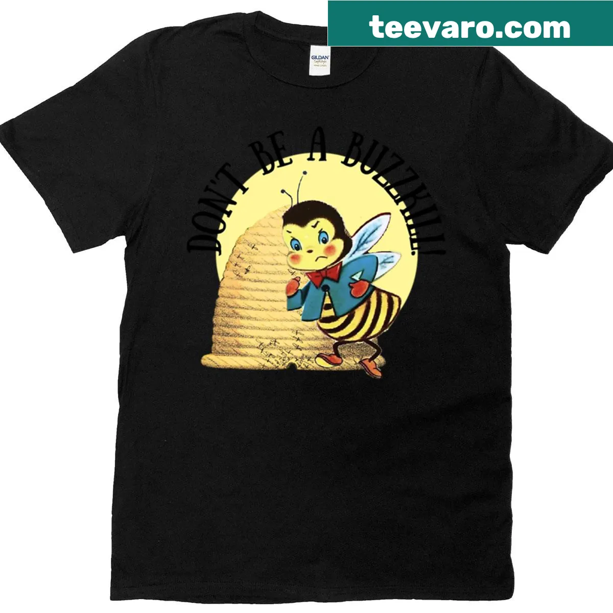 Witty t-shirt with the phrase 'Don’t Be A Buzzkill', ideal for bee lovers. — on a men's t-shirt