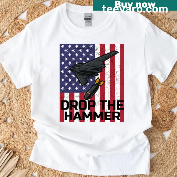 B-2 Bomber illustration over American flag on a T-shirt