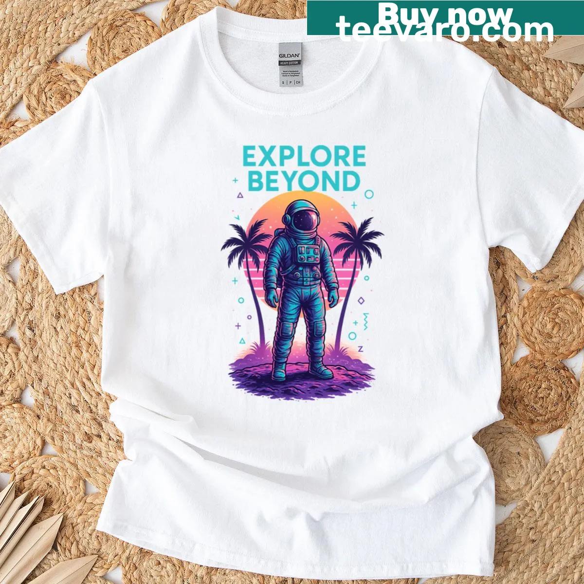 Retro-style astronaut design on a T-shirt for space enthusiasts — on a men's t-shirt