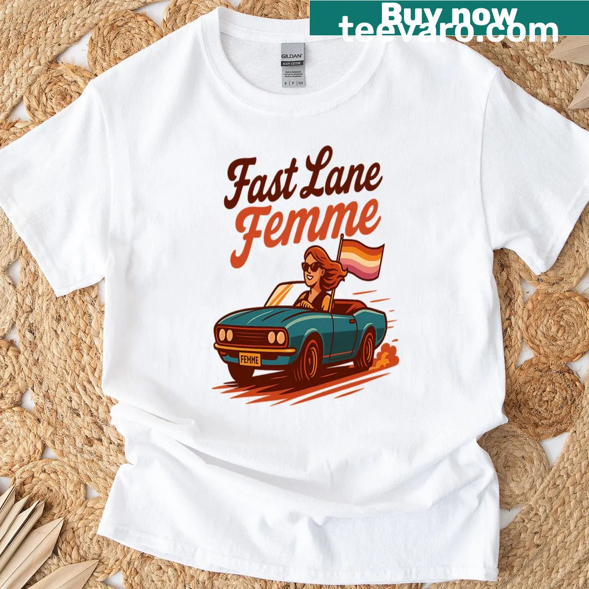 Pride-themed T-shirt with text reading 'Lesbian Pride In Motion' — on a men's t-shirt