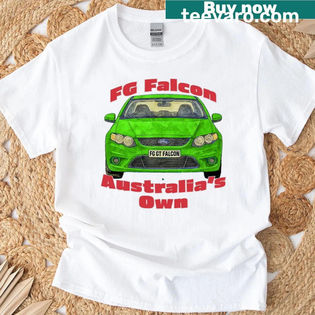 Vintage-style T-shirt featuring the FG GT Falcon graphic — on a men's t-shirt