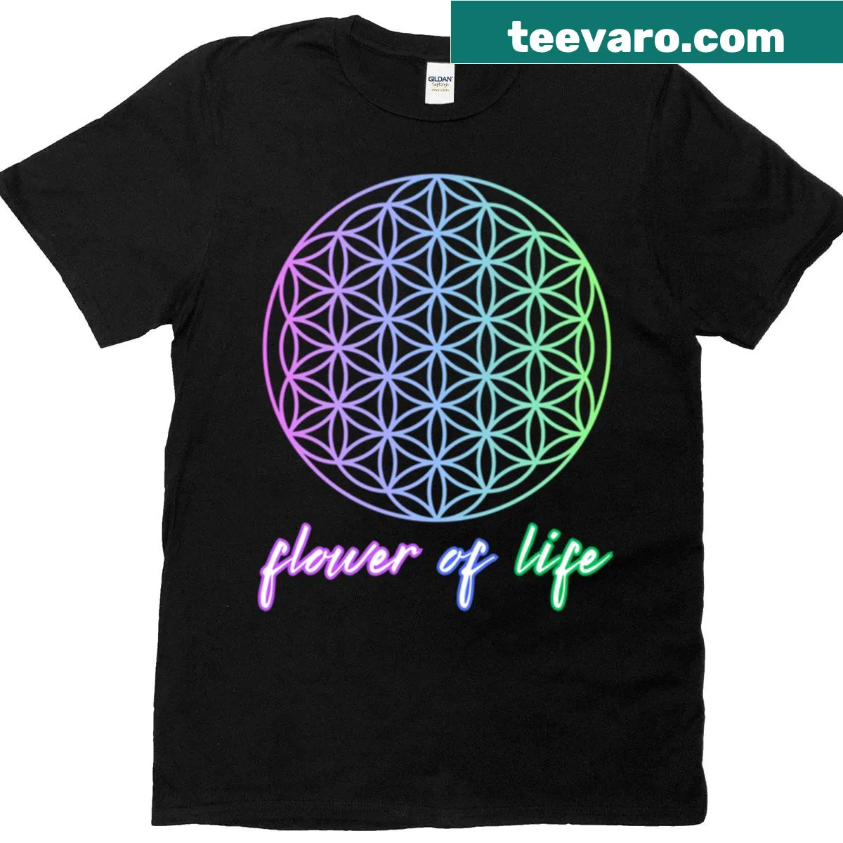 Intricate Flower of Life geometric design on a t-shirt. — on a men's t-shirt