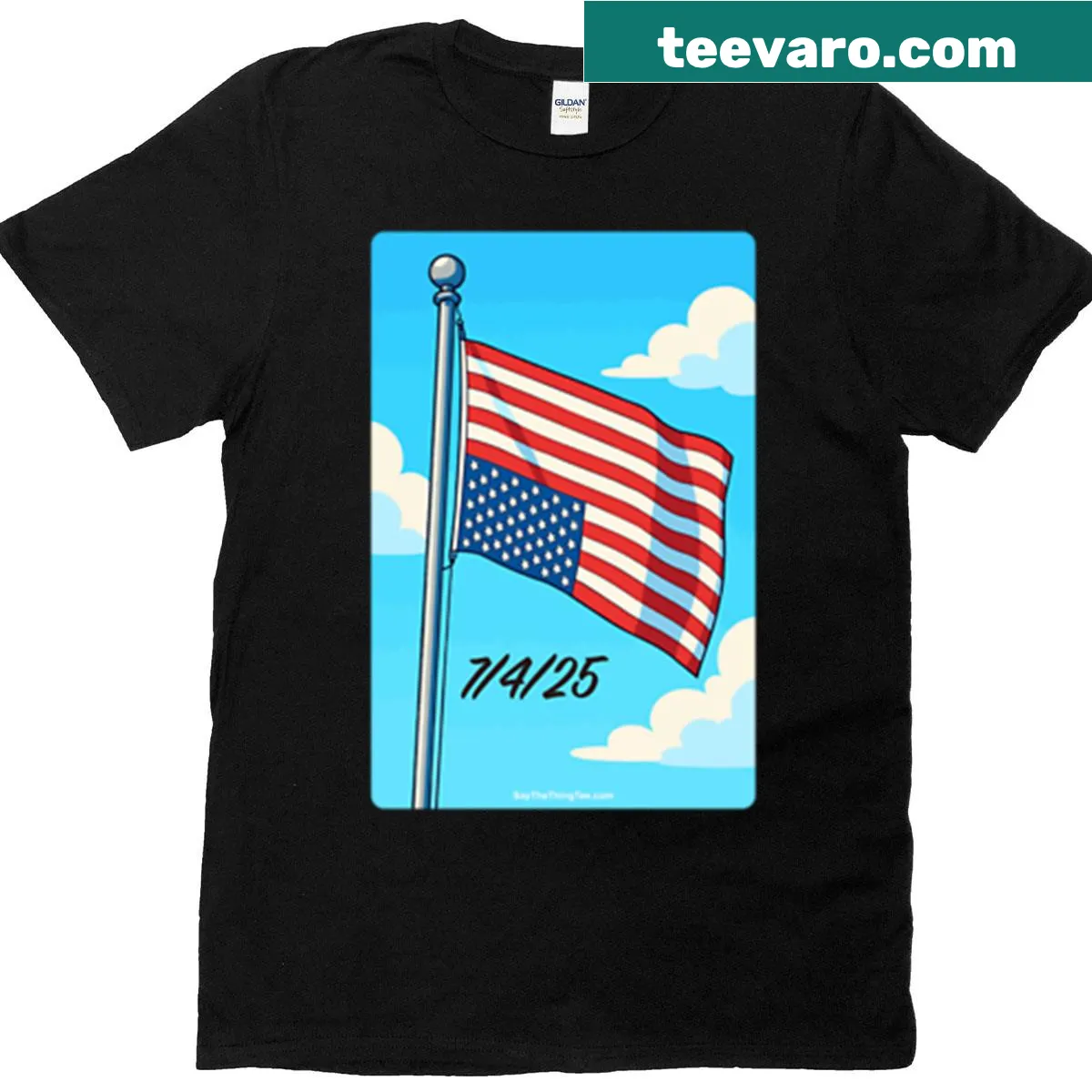 Vintage distressed t-shirt with patriotic design for Fourth of July. — on a men's t-shirt