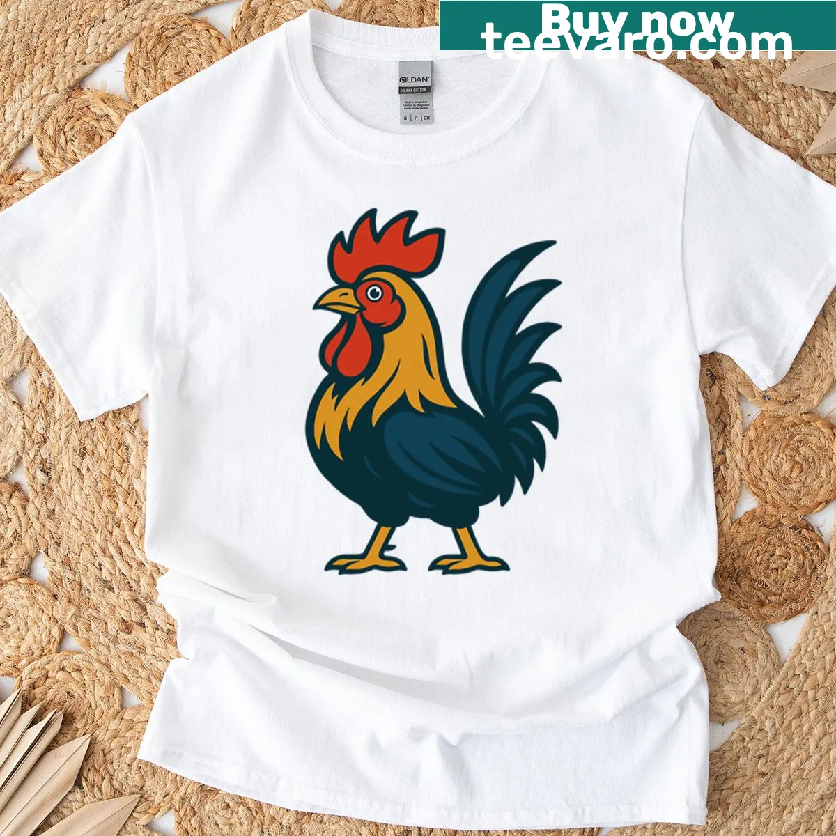 French rooster design with and without the tricolor flag on T-shirt — on a men's t-shirt